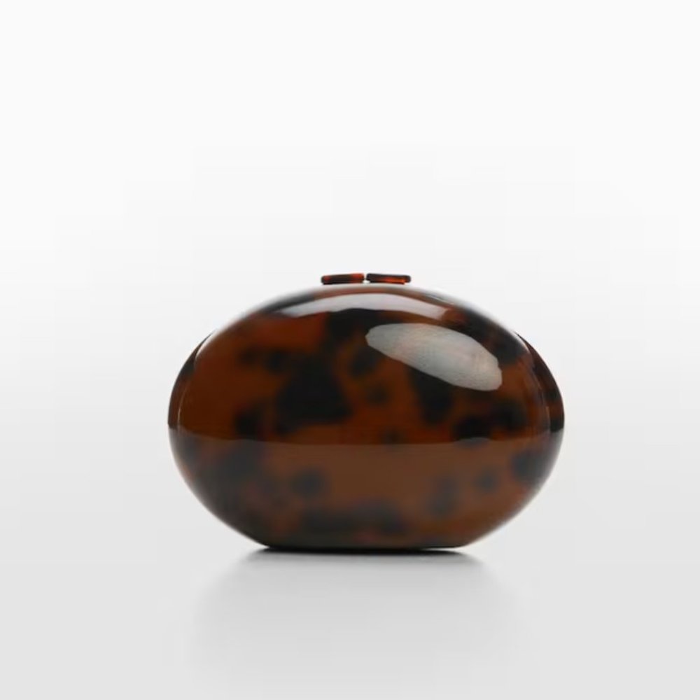 Tortoiseshell Box Clutch with Chain